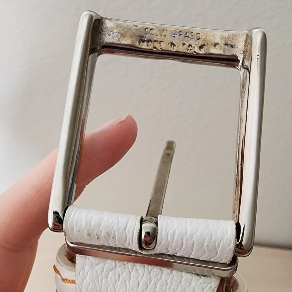 Roger Ximenez White French Calf Leather Belt